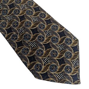 Ermenegildo Zegna Abstract Floral Brown and Blue Striped Tie